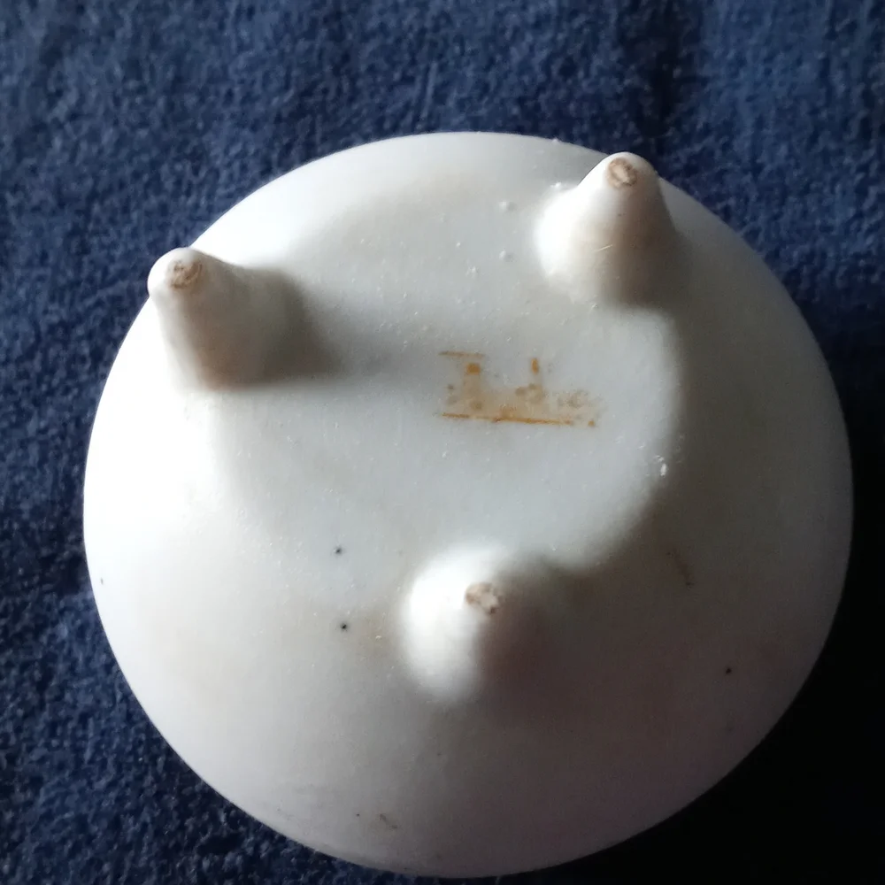 Vintage Cherub Trinket Box Bisque Porcelain